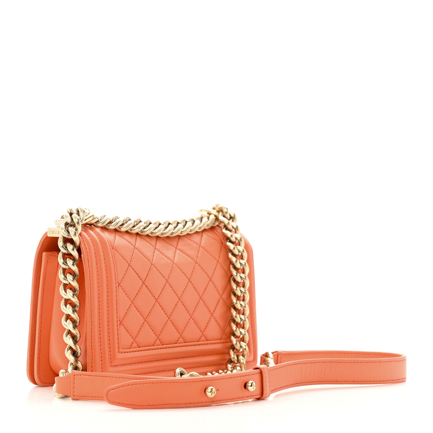 Chanel Lambskin Quilted Small Boy Flap Orange 3 of 24