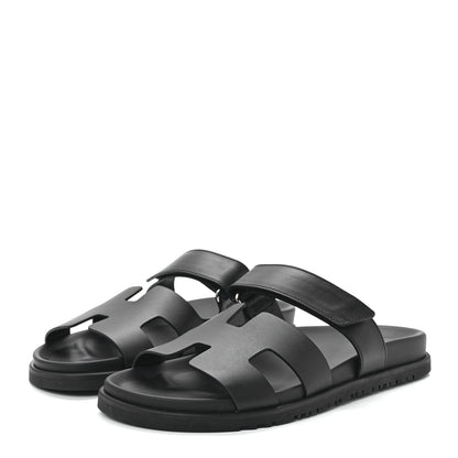 Hermes Calfskin Womens Chypre Sandals 40 Black 3 of 9