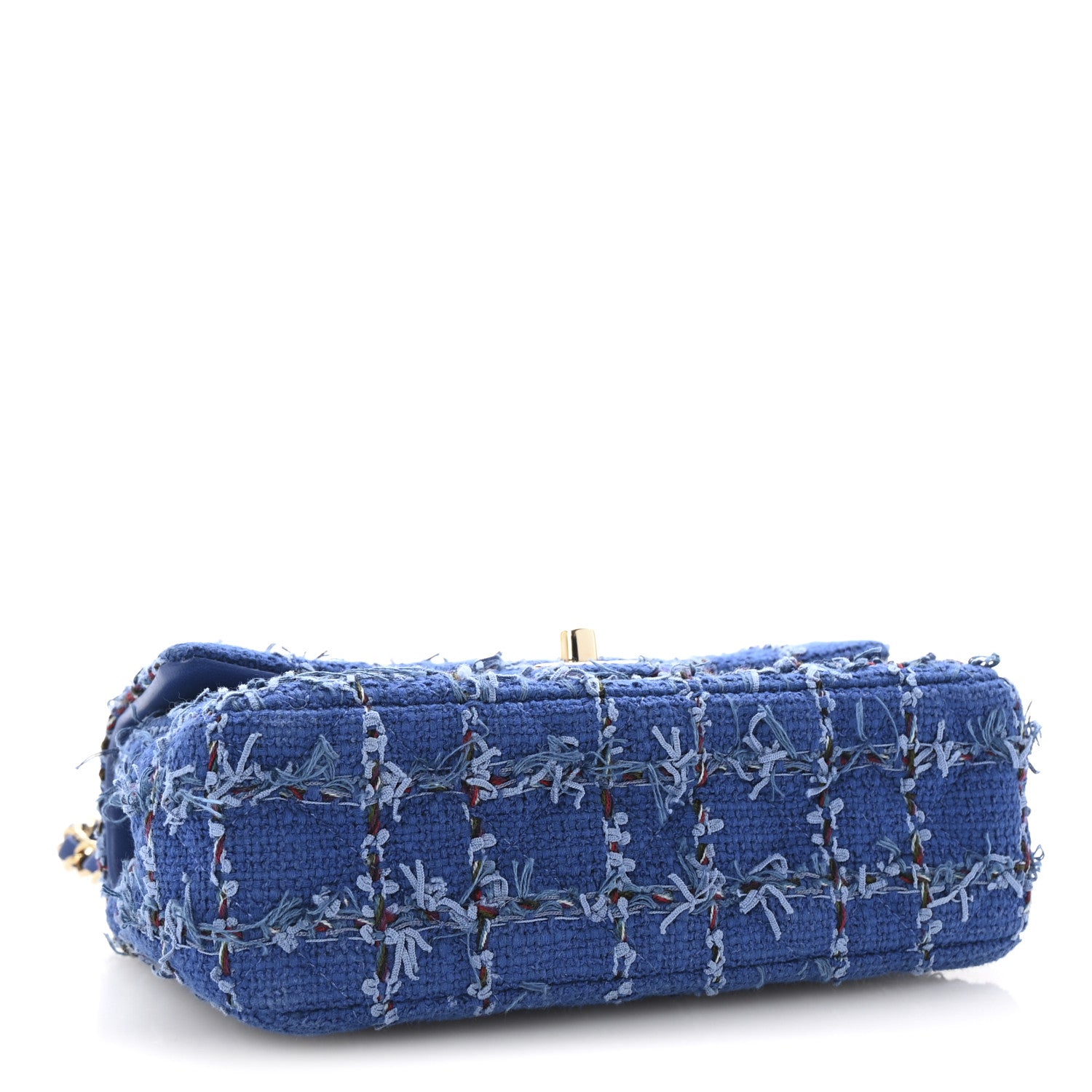 Chanel Tweed Quilted Mini Rectangular Flap Blue Multicolor 3 of 9