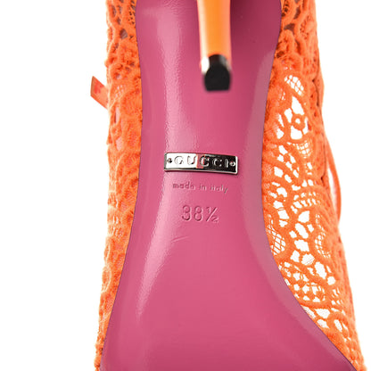Gucci Lace Pizzo Venice Pumps 38.5 Orange Fluo 7 of 10