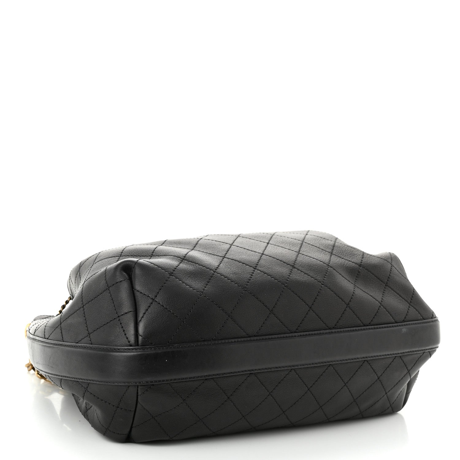 Chanel Calfskin Stitched Small Paris Rome Drawstring CC Bag Black 5 of 11