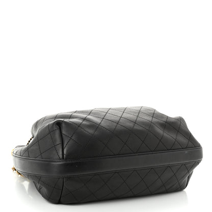 Chanel Calfskin Stitched Small Paris Rome Drawstring CC Bag Black 5 of 11