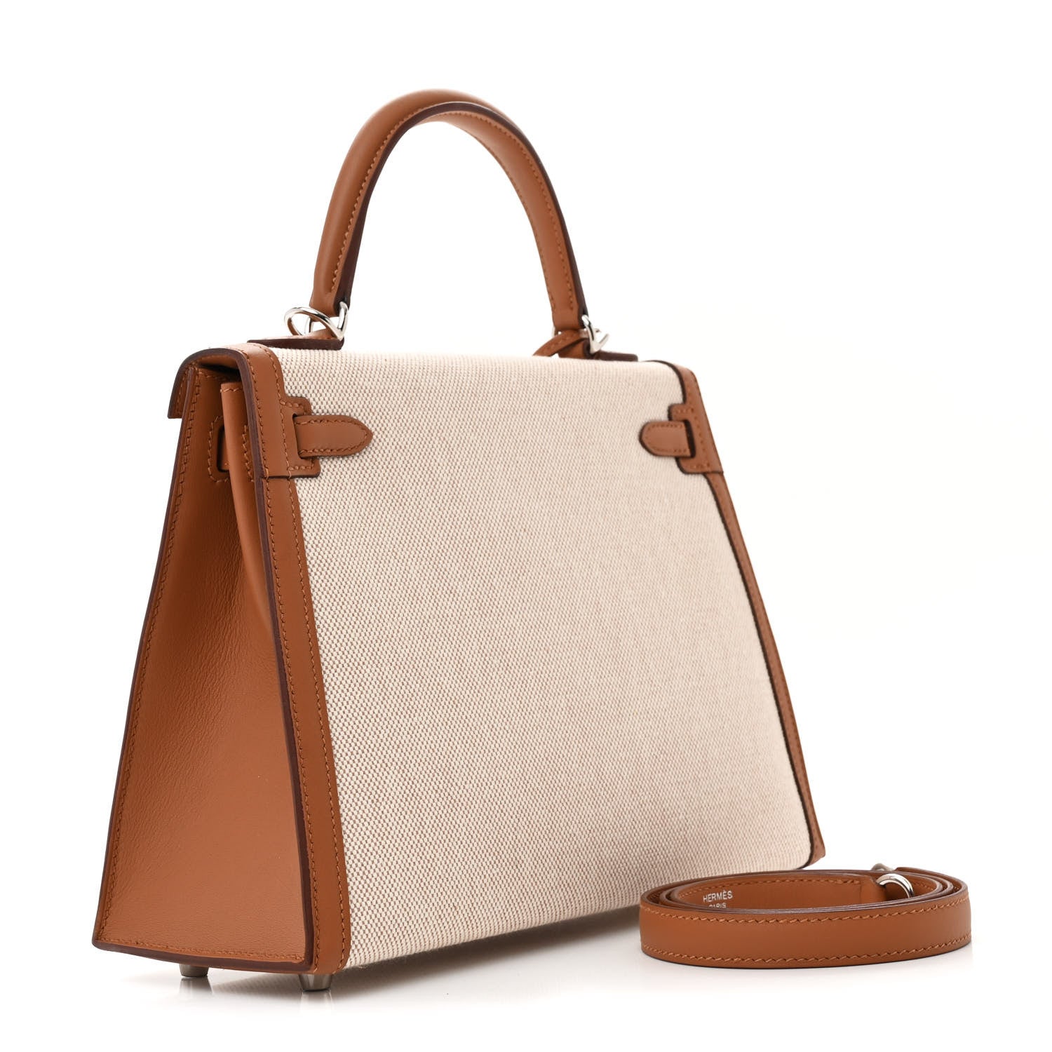 Hermes Toile H Swift Kelly Sellier 25 Ecru Gold 3 of 12