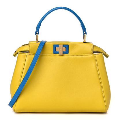 Fendi Nappa Colorblock Mini Peekaboo Iconic Satchel Lime Blue Royal Latte 1 of 11