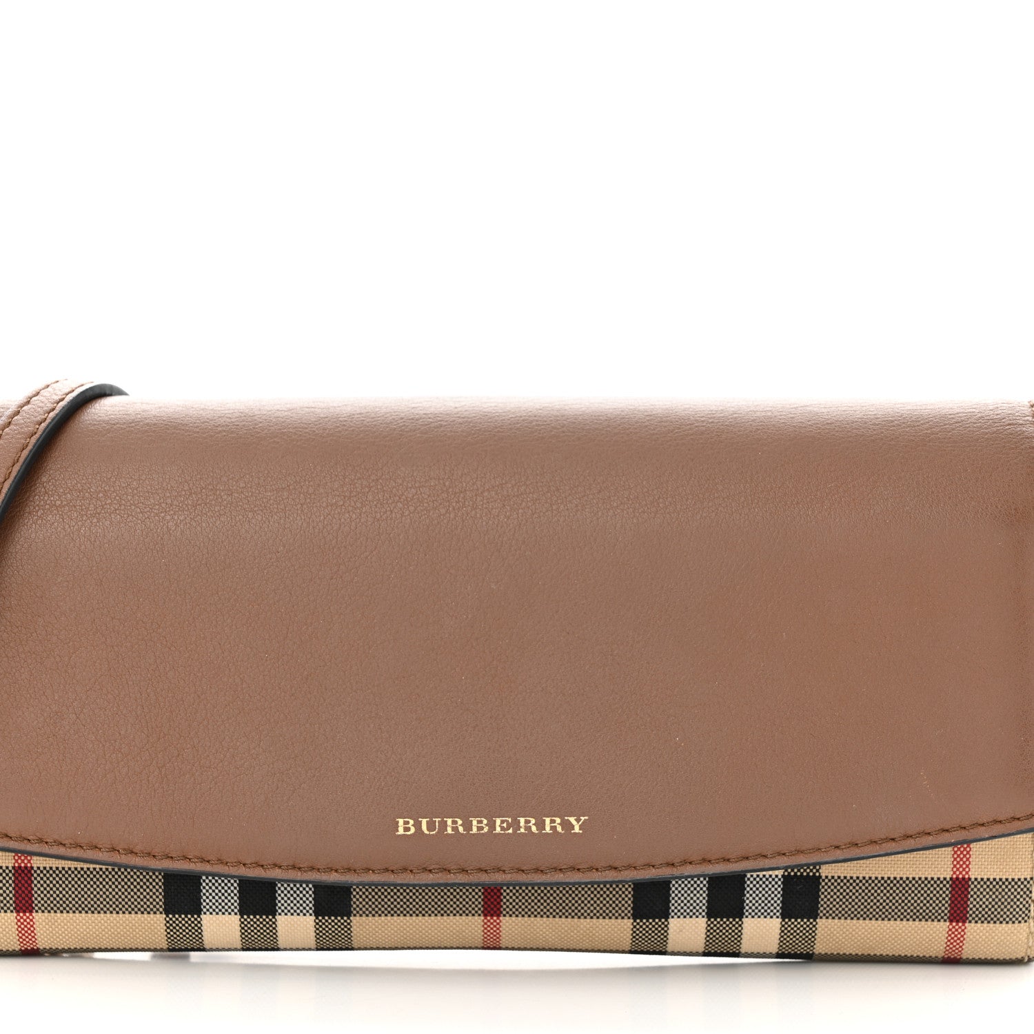 Burberry Calfskin Horseferry Check Henley Wallet On Chain Tan 9 of 15
