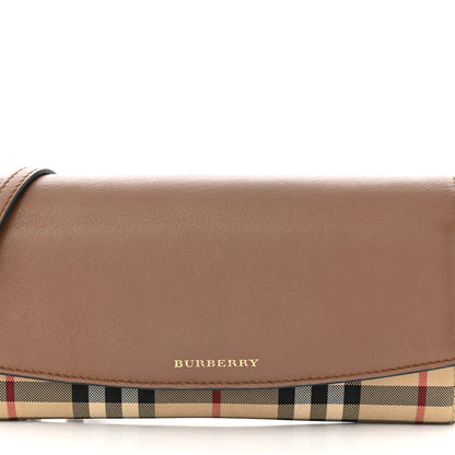 Burberry Calfskin Horseferry Check Henley Wallet On Chain Tan 9 of 15
