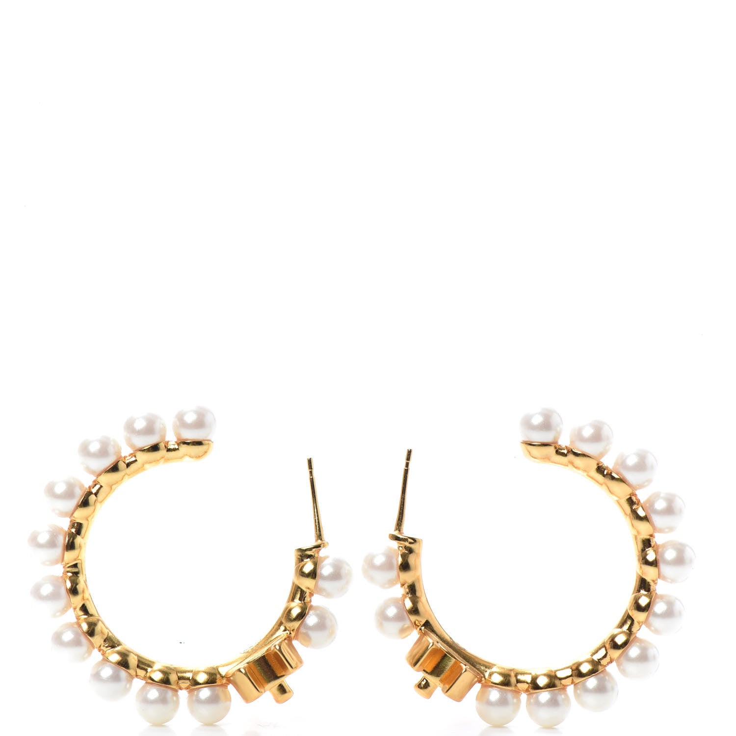 Chanel Pearl CC Small More Is More Hoop Earrings Gold 3 of 4