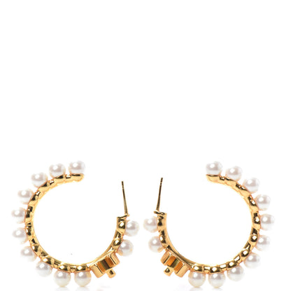 Chanel Pearl CC Small More Is More Hoop Earrings Gold 3 of 4