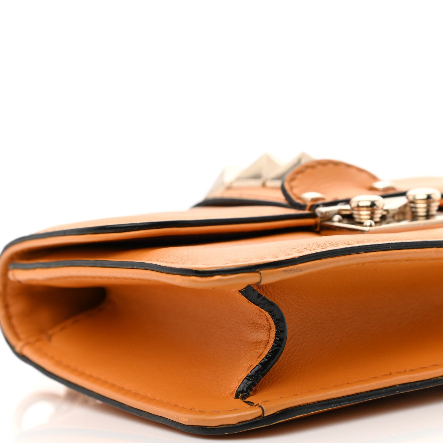 Vitello Mini Glam Lock Rockstud Flap Mandarin Sorbet