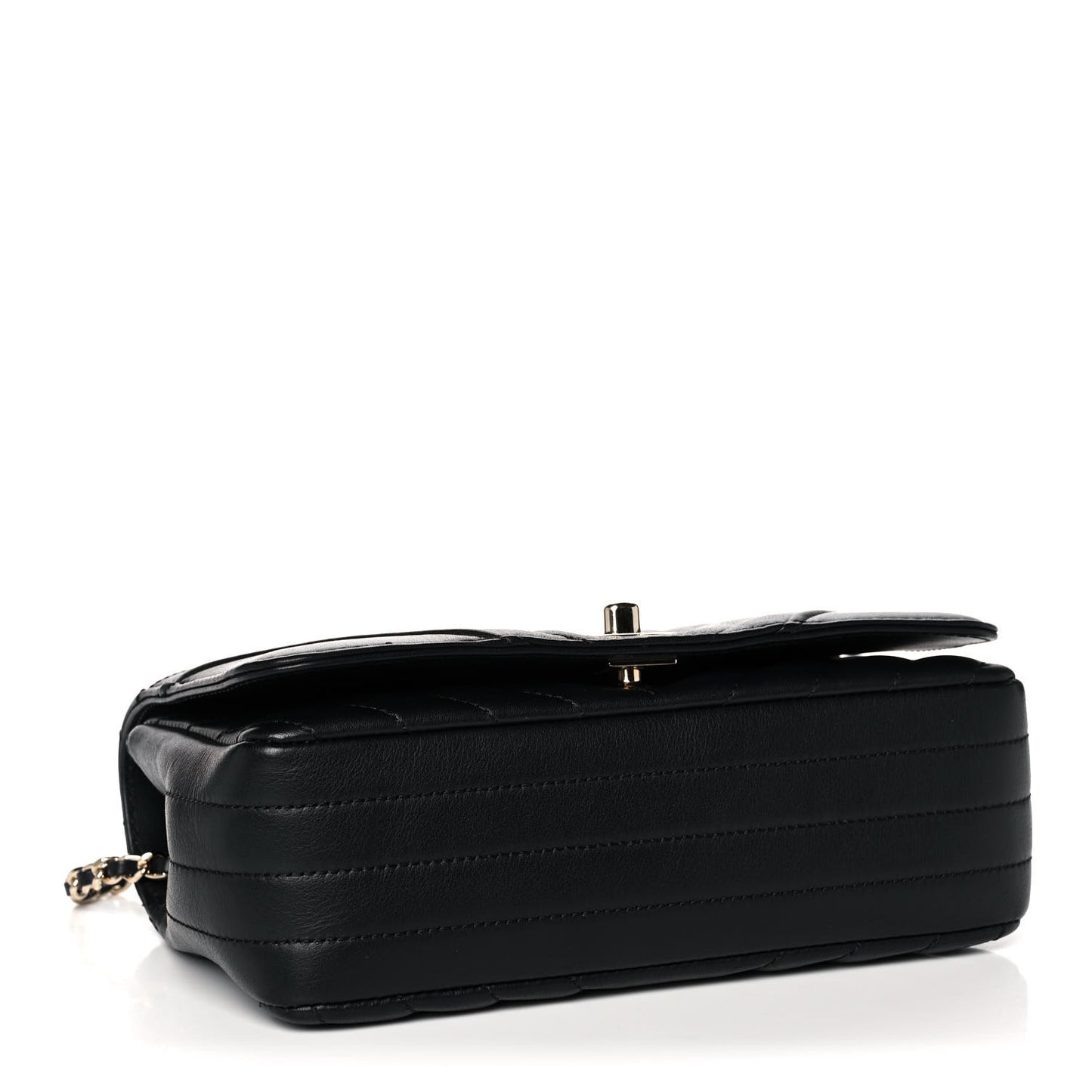 Calfskin Chevron Quilted Medium Statement Flap Black