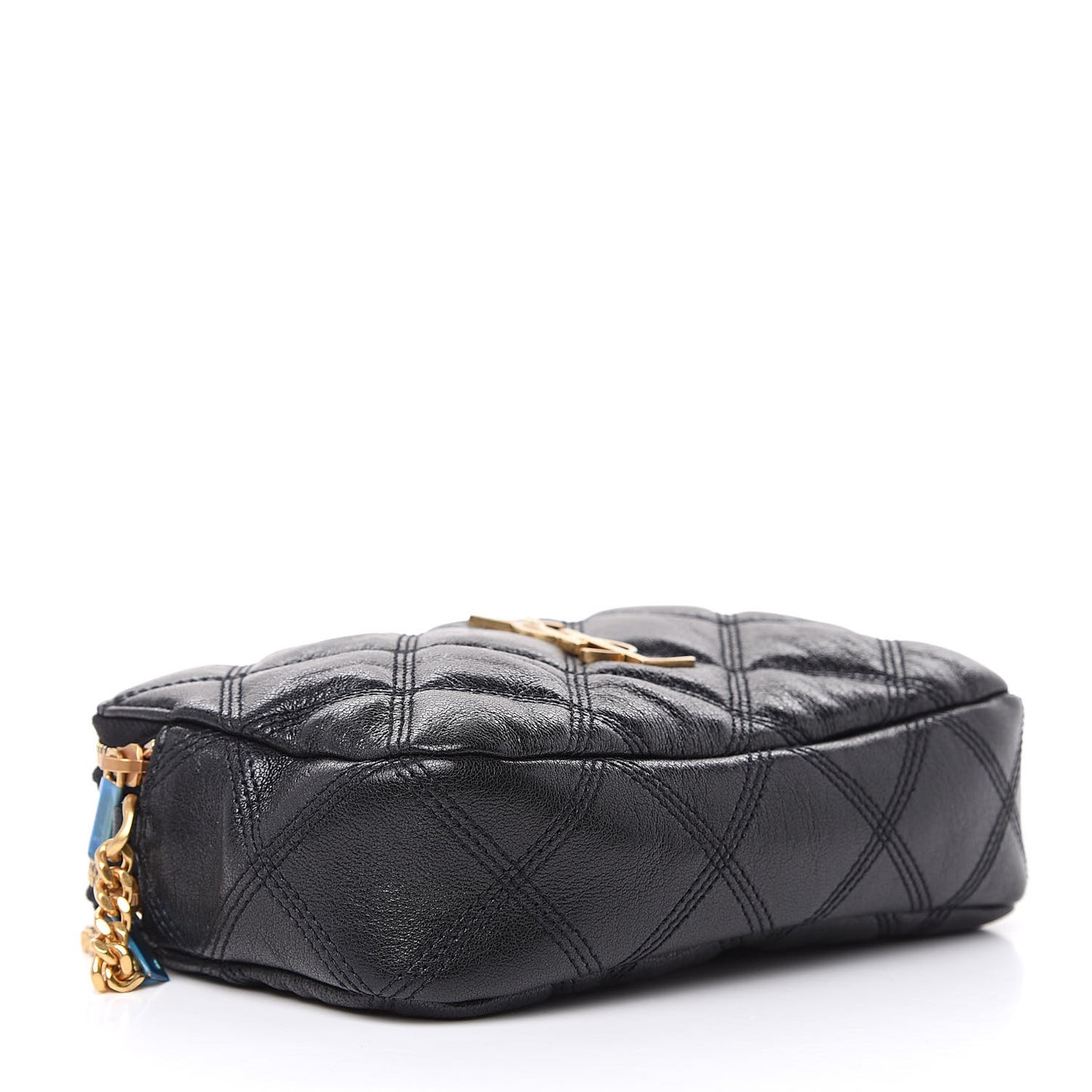 Grained Lambskin Quilted Mini Becky Double Zip Bag Black