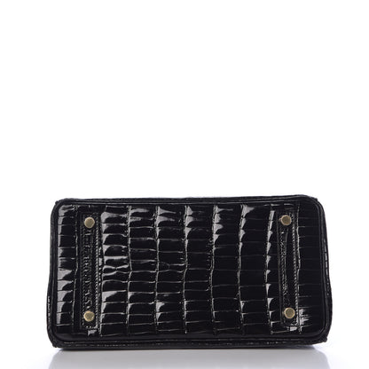 Hermes Shiny Porosus Crocodile Birkin 25 Black 6 of 35