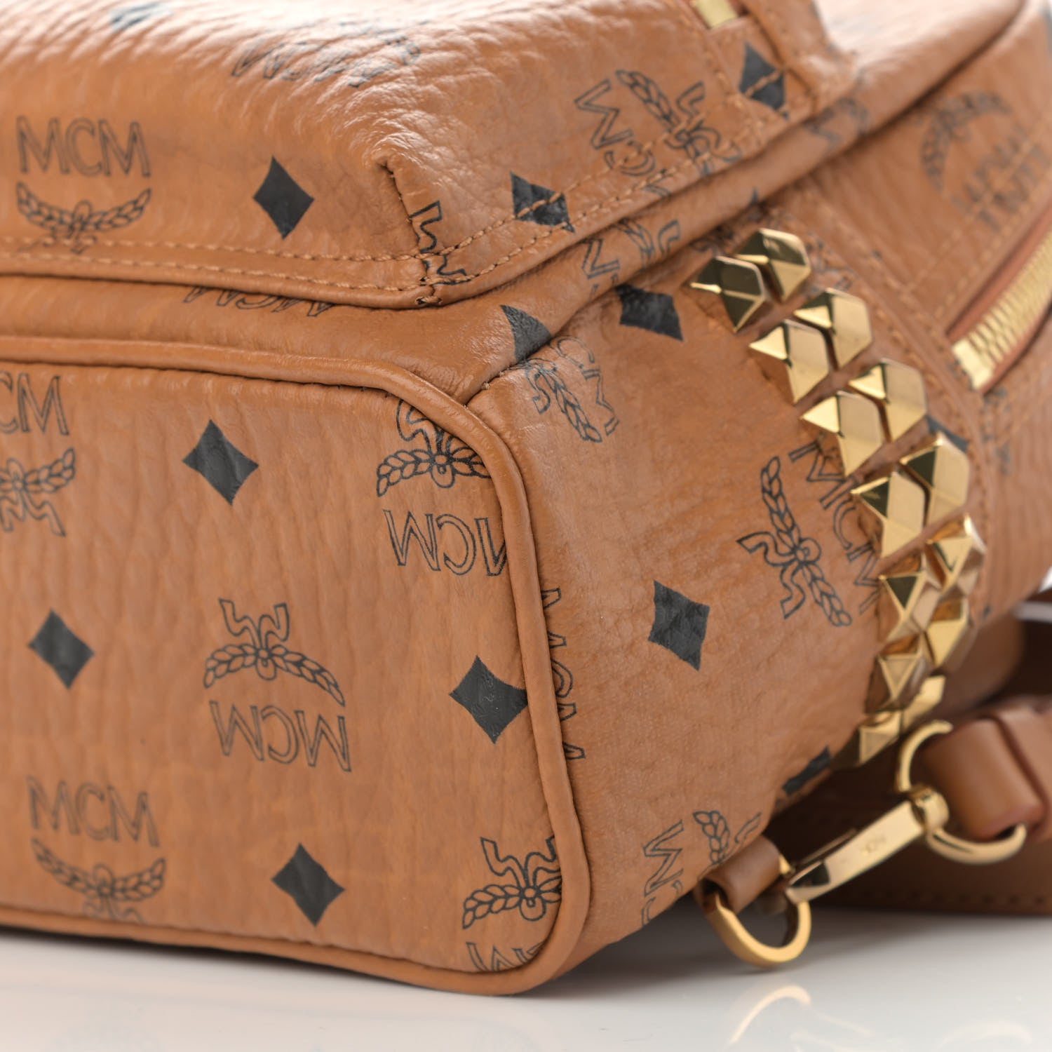 MCM Visetos Side Stud X-Mini Stark Backpack Cognac 10 of 10