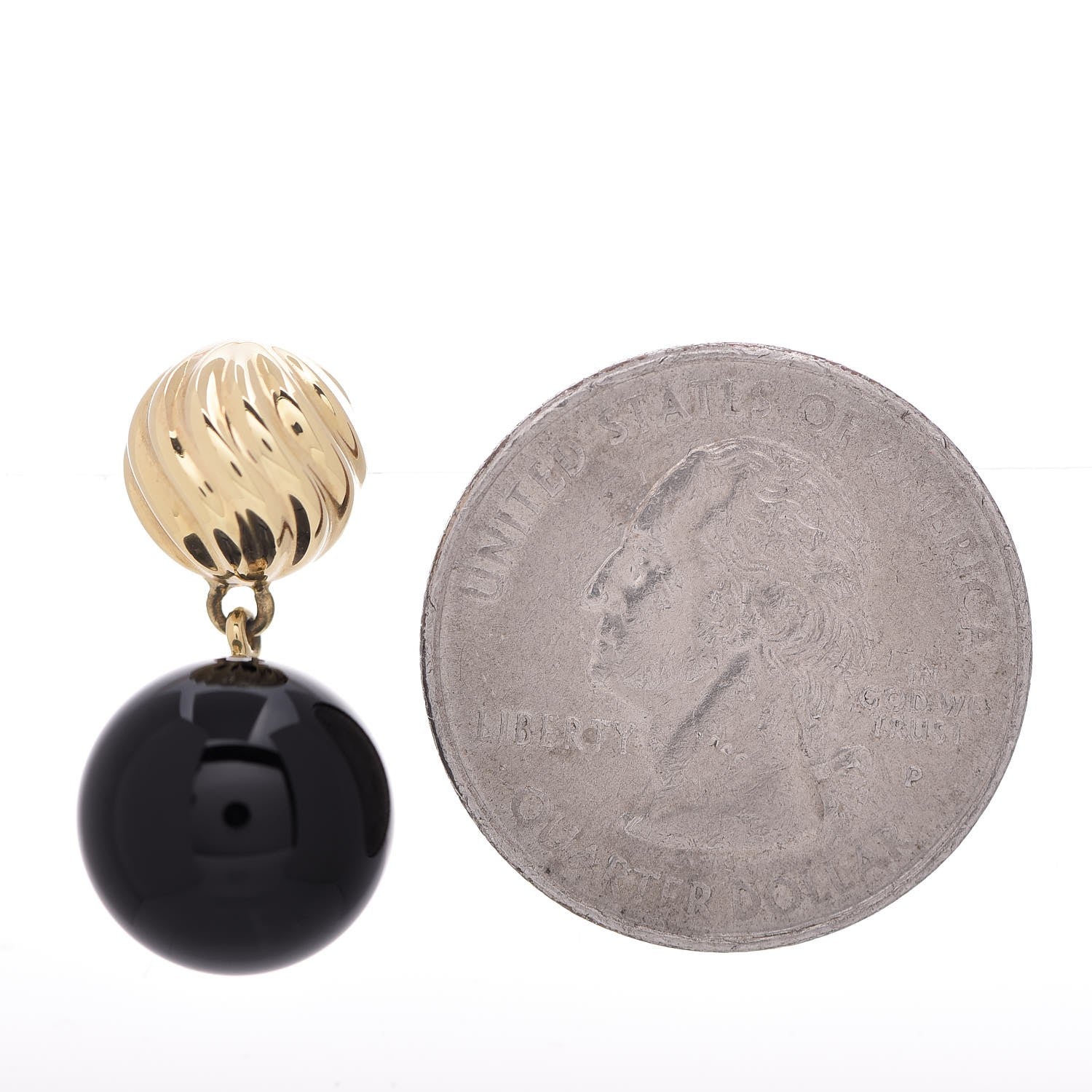 David Yurman 18K Yellow Gold Onyx Sculpted Earrings 2 of 4
