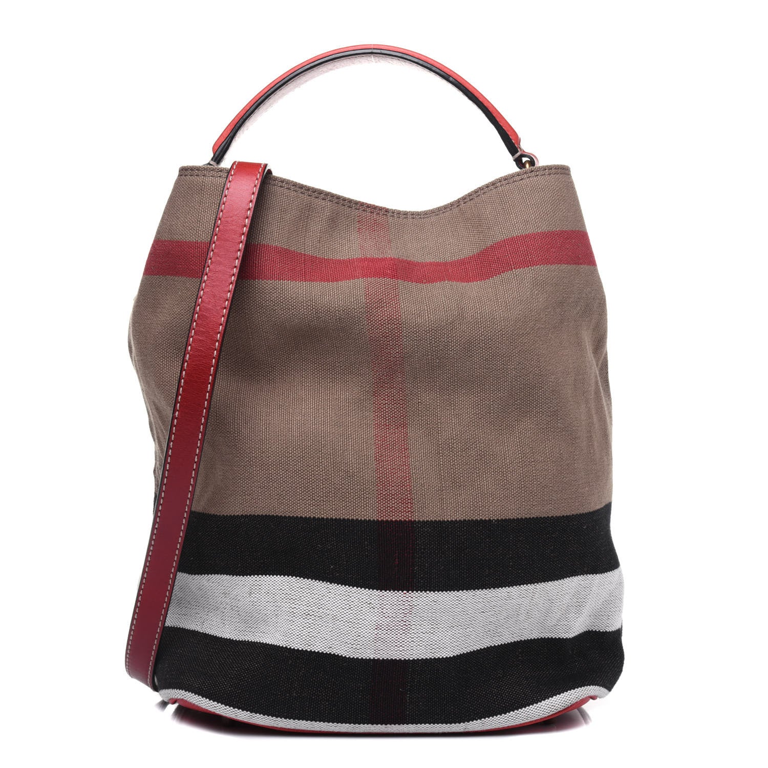 Burberry Canvas Mega Check Medium Ashby Hobo Cadmium Red 1 of 27
