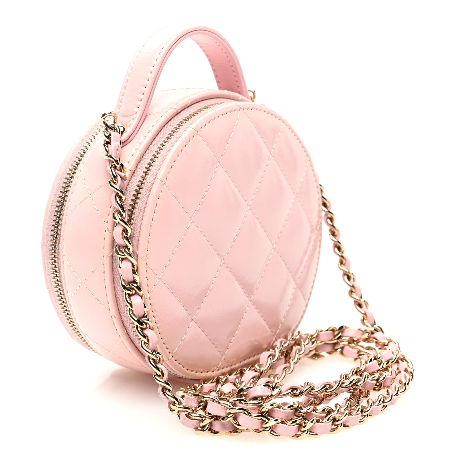 Chanel Lambskin Quilted Round Handle With Care Vanity With Chain Pink 3 of 11