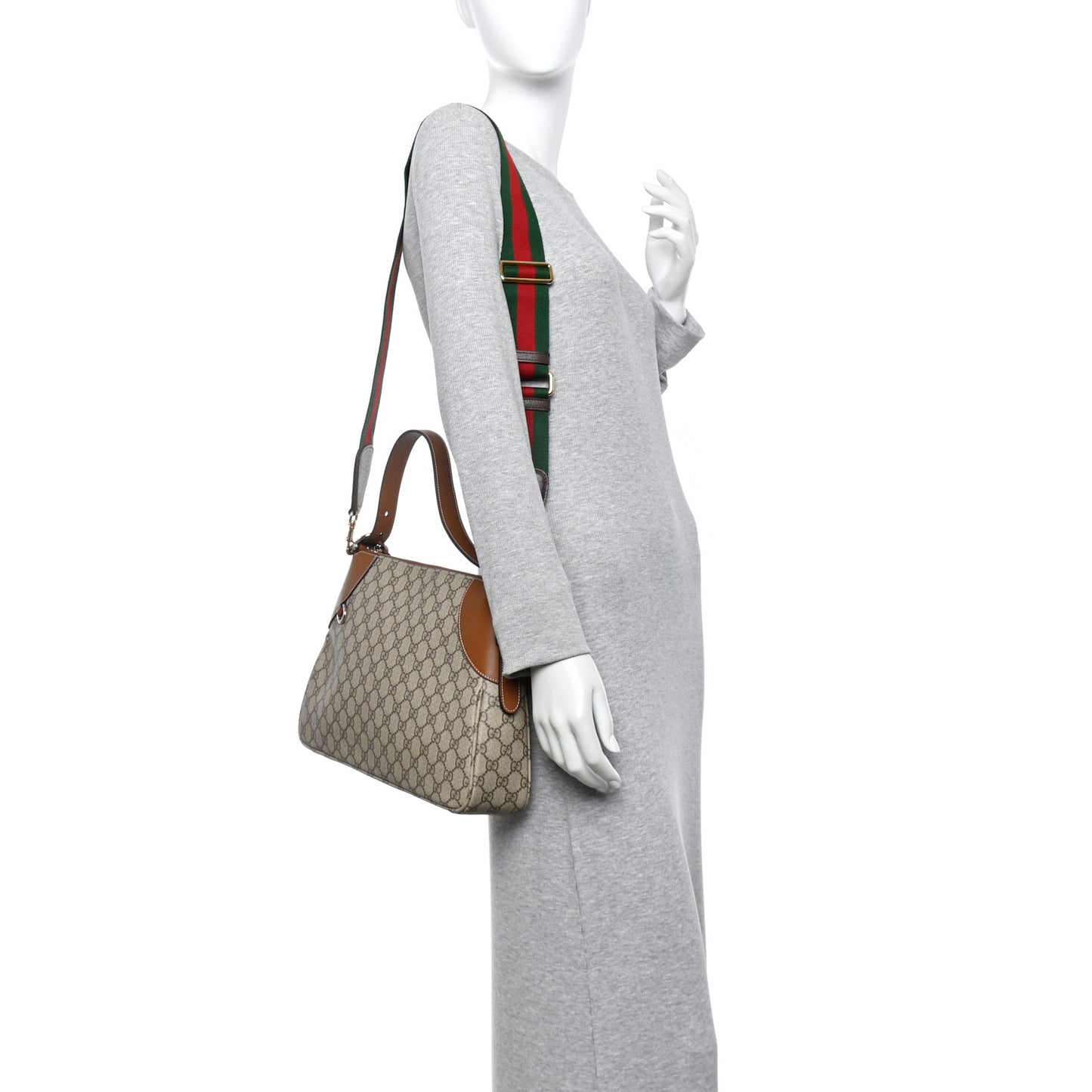 GG Supreme Monogram Emblem Medium Shoulder Bag Beige Ebony Sundial