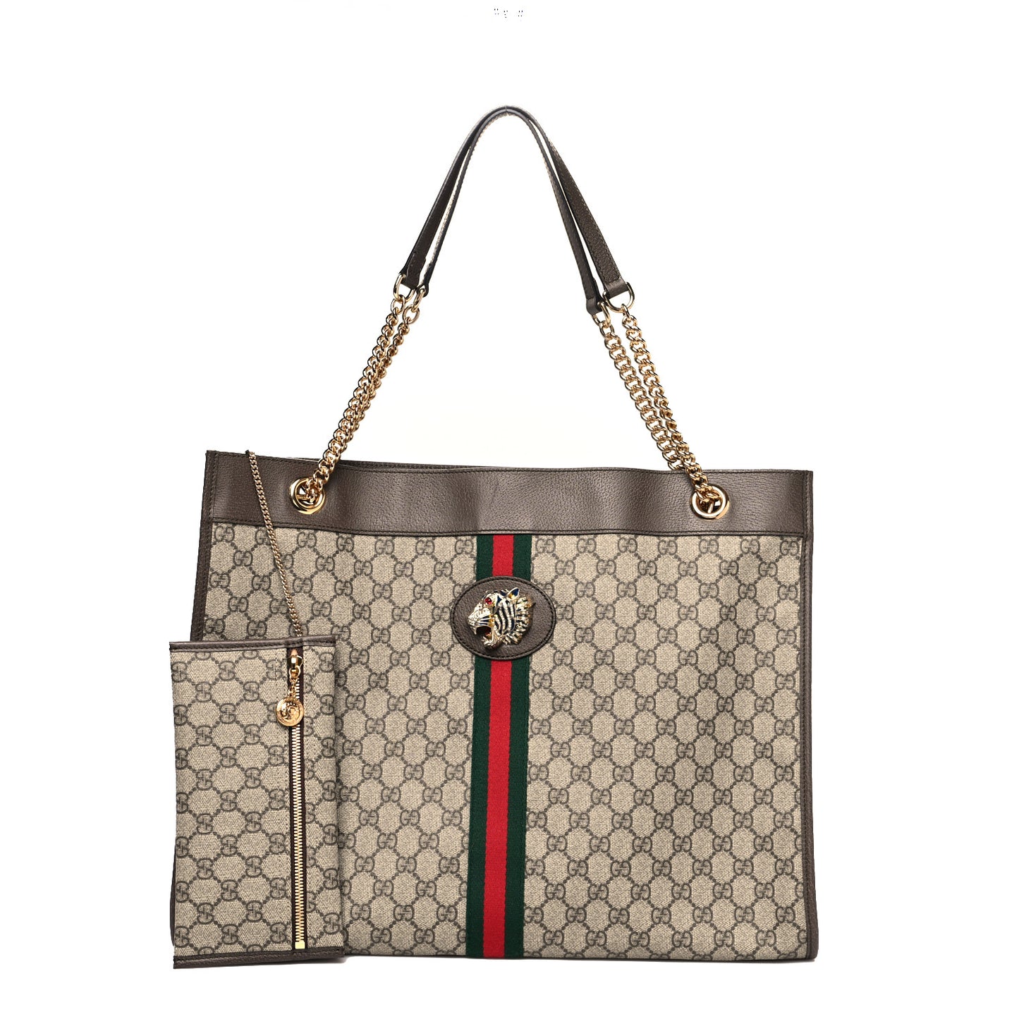 GG Supreme Monogram Large Rajah Chain Tote Beige New Acero