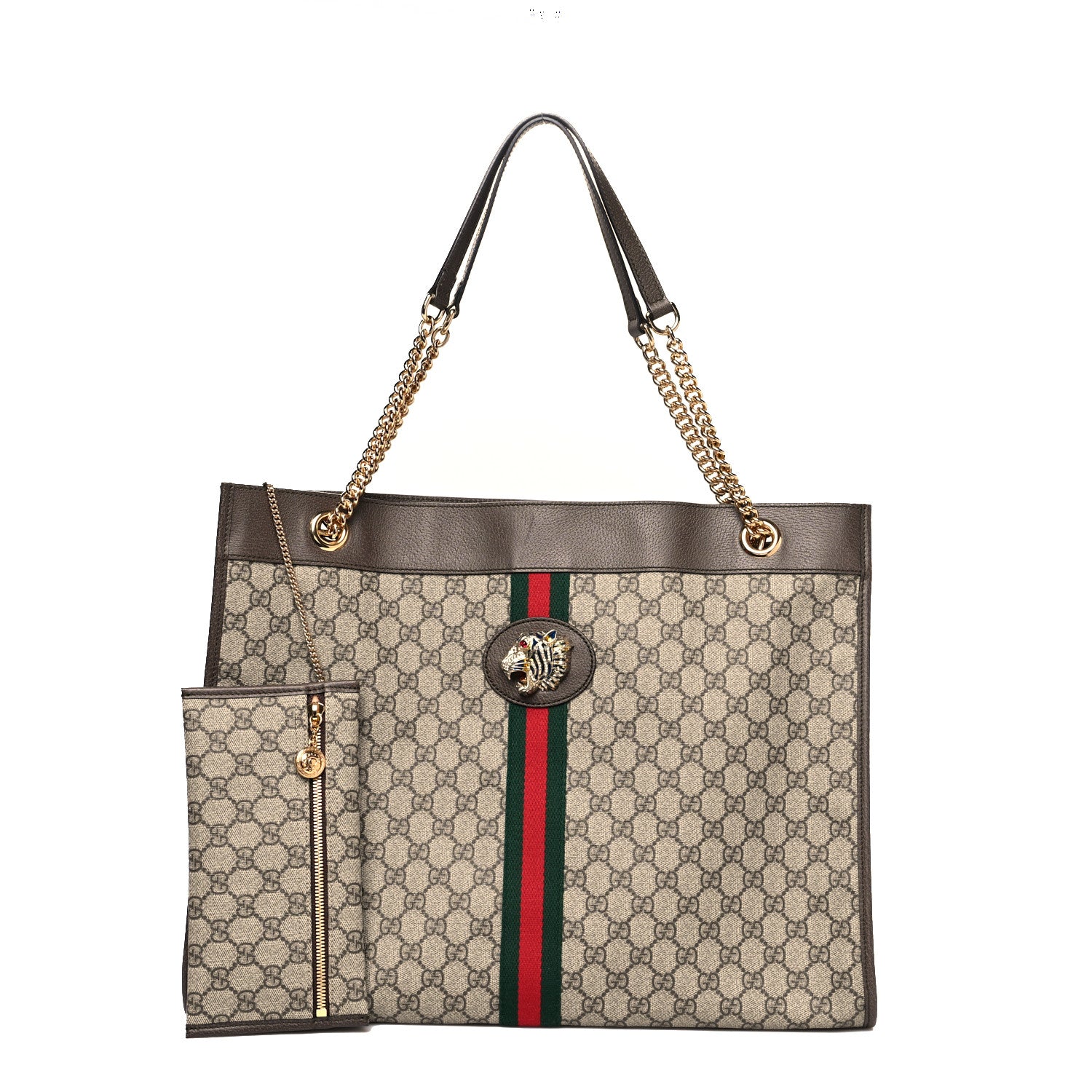 Gucci GG Supreme Monogram Large Rajah Chain Tote Beige New Acero 1 of 11