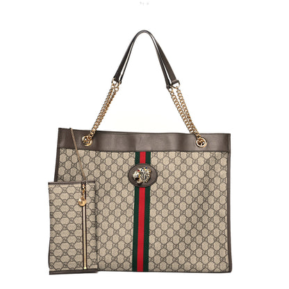 Gucci GG Supreme Monogram Large Rajah Chain Tote Beige New Acero 1 of 11