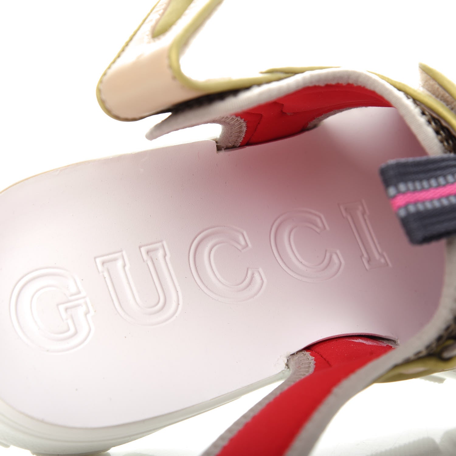 Gucci Mesh Fabric Tinsel Sport Sandals 39 Loess Sand Box Pink 8 of 11