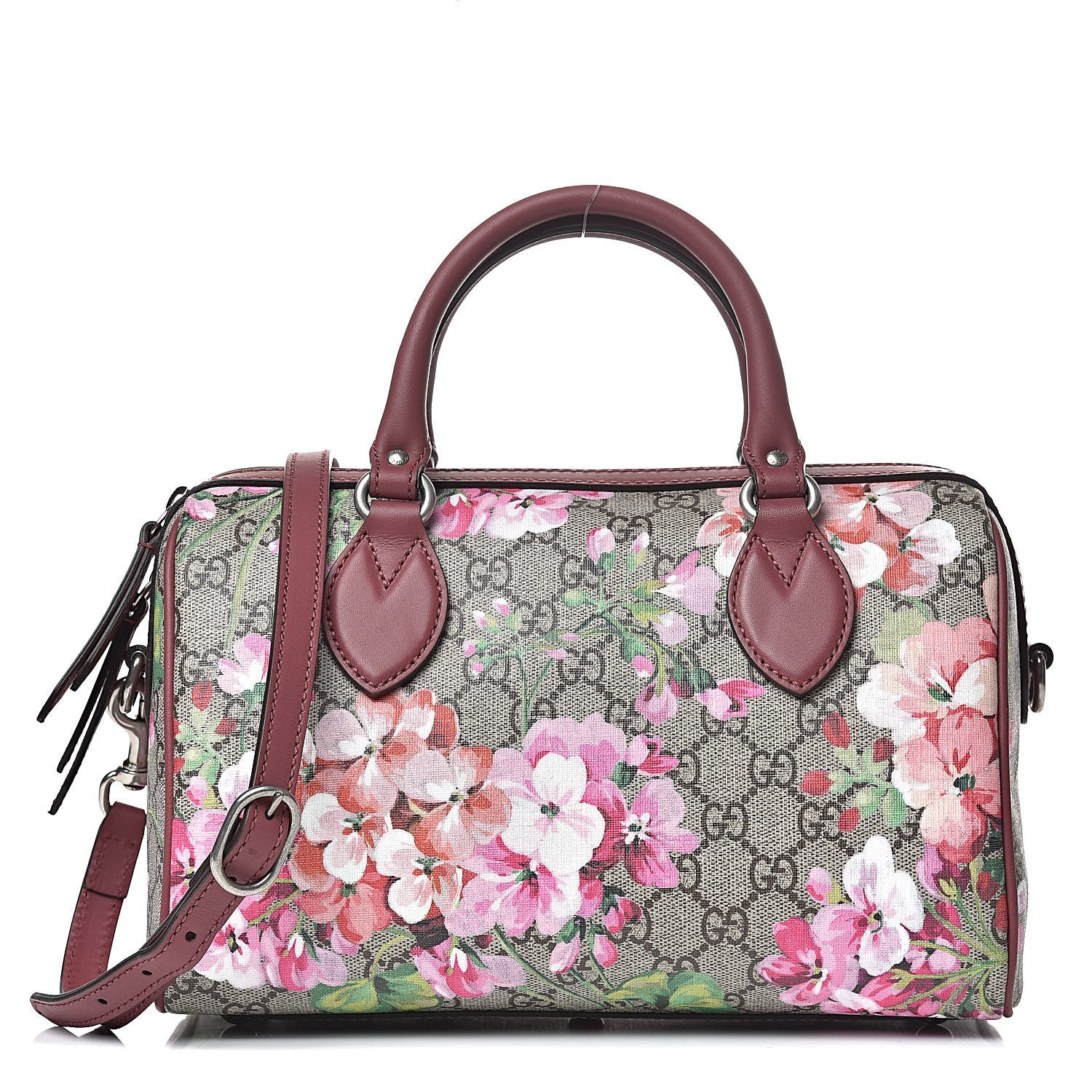Gucci GG Supreme Monogram Blooms Small Boston Beige Multicolor Dry Rose 1 of 10
