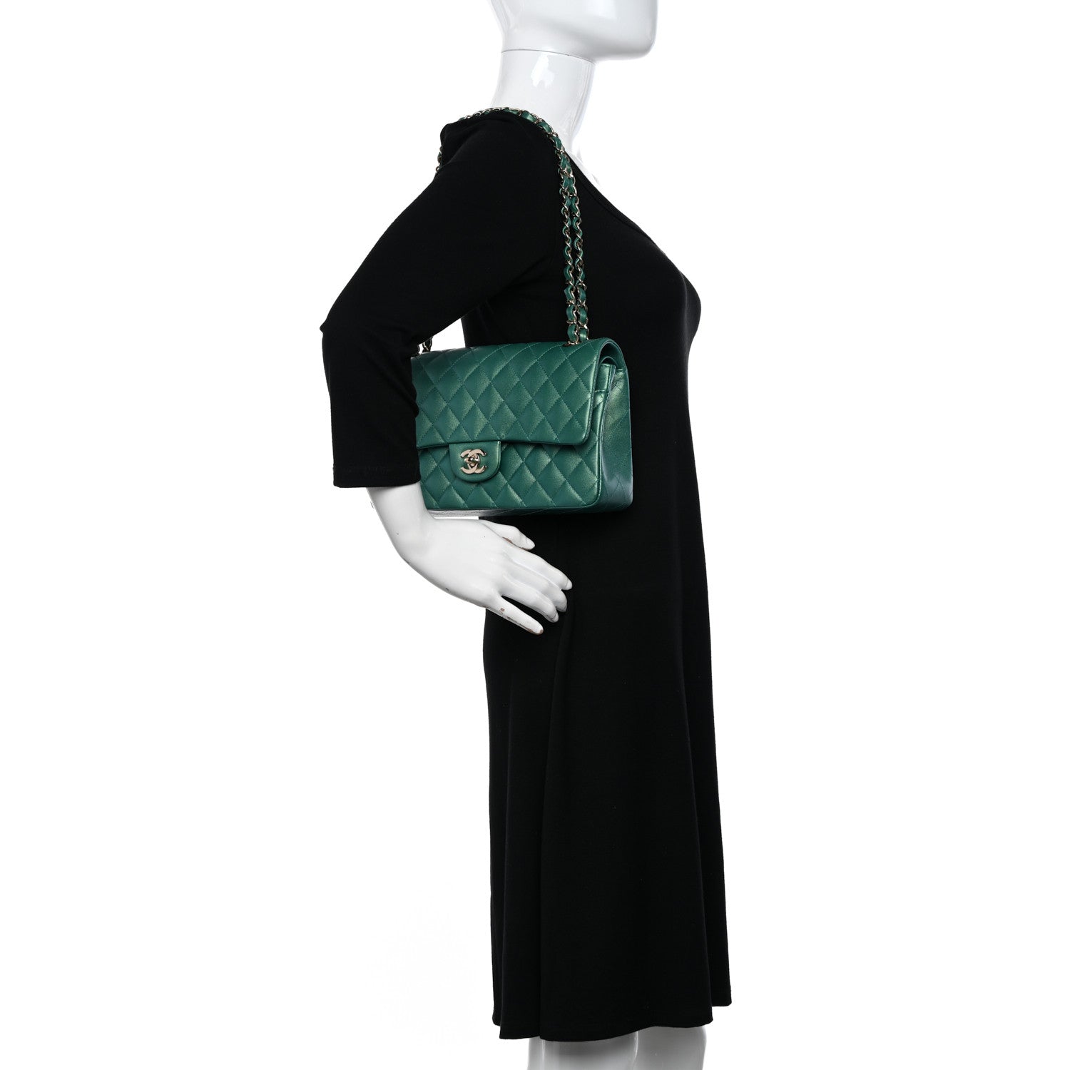 Chanel Iridescent Calfskin Quilted Medium Double Flap Green 2 of 12
