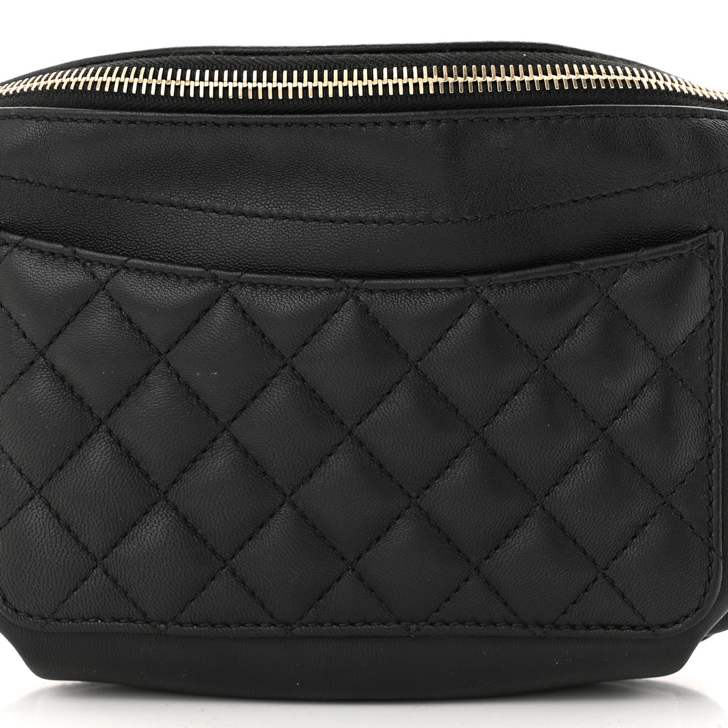 Lambskin Quilted Waist Bag Fanny Pack Black