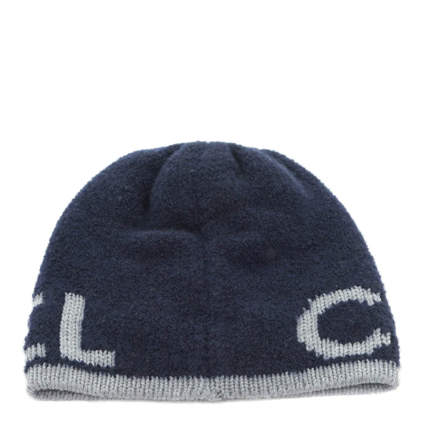 Cashmere Wool Silk Logo Beanie Hat Blue