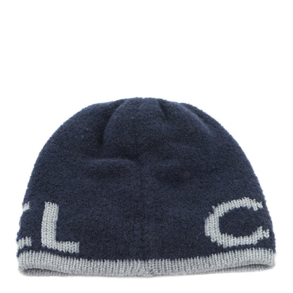 Chanel Cashmere Wool Silk Logo Beanie Hat Blue 3 of 5