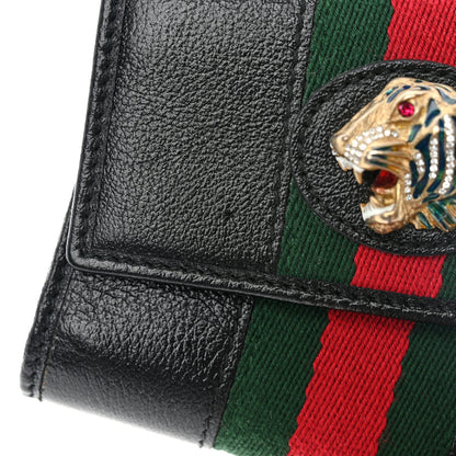 Gucci Textured Calfskin Web Rajah Trifold Black 9 of 10