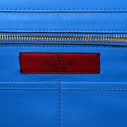 Valentino Garavani Vitello Medium Rockstud Tote Blue Fluo 5 of 12