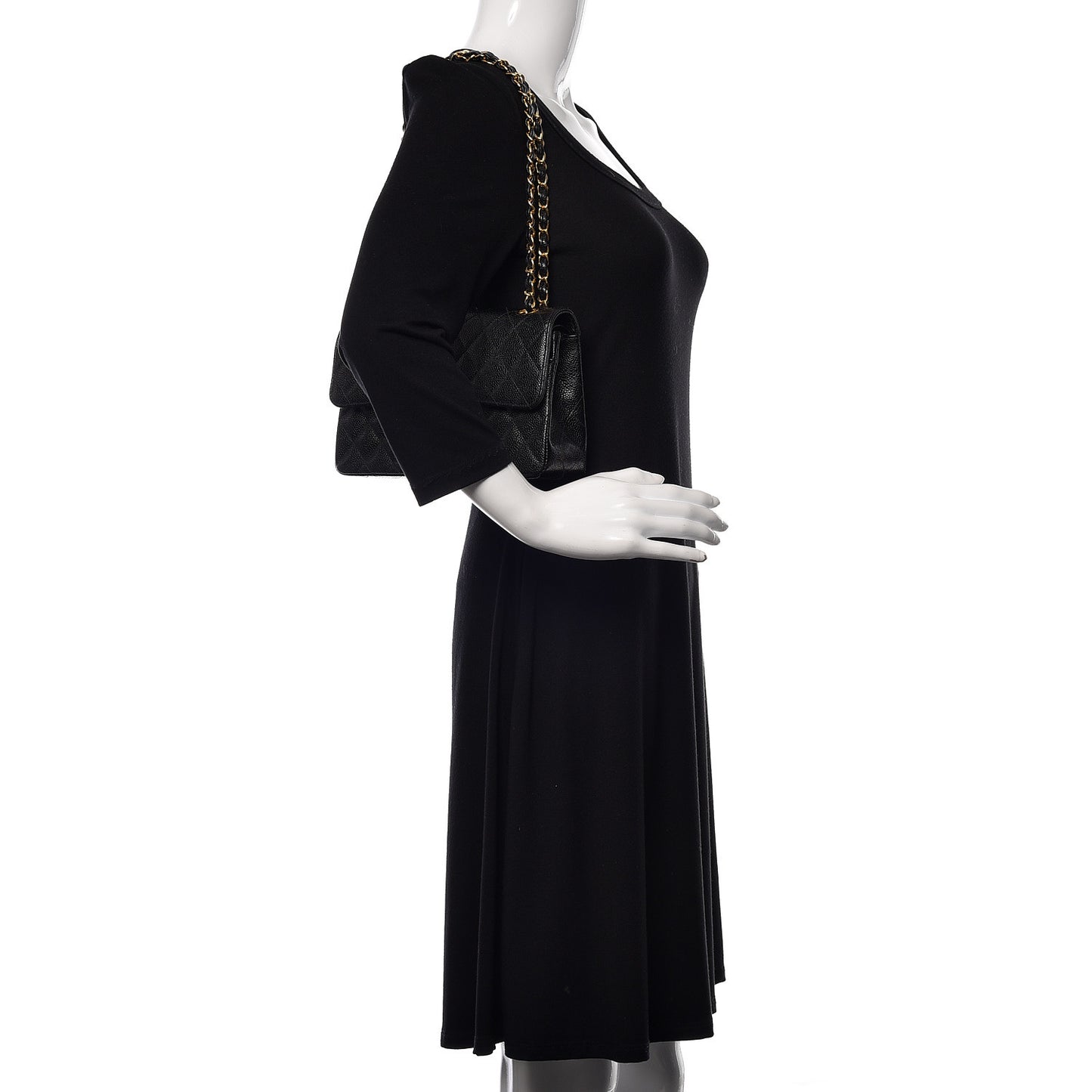 Caviar Quilted Small Double Flap Black