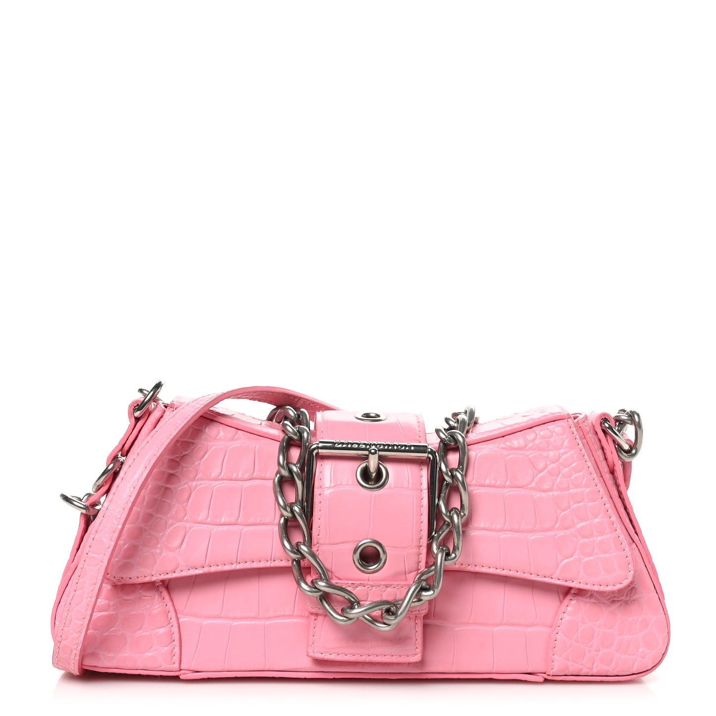 Calfskin Crocodile Embossed Small Lindsay Shoulder Bag Sweet Pink