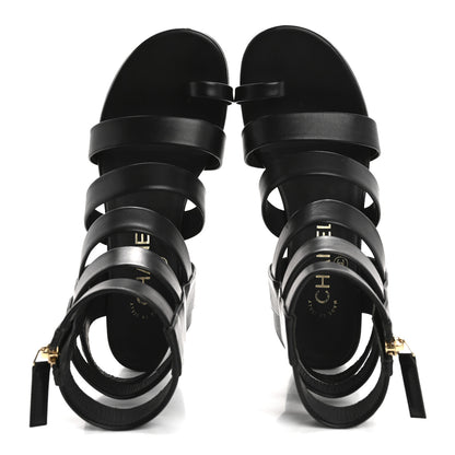 Chanel Calfskin Gladiator Sandals 35 Black 2 of 13