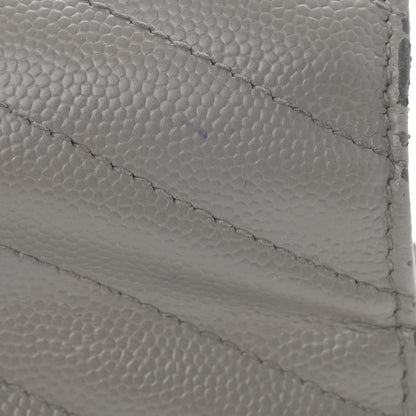 Saint Laurent Grain De Poudre Matelasse Chevron Monogram Envelope Chain Wallet Coal 14 of 15