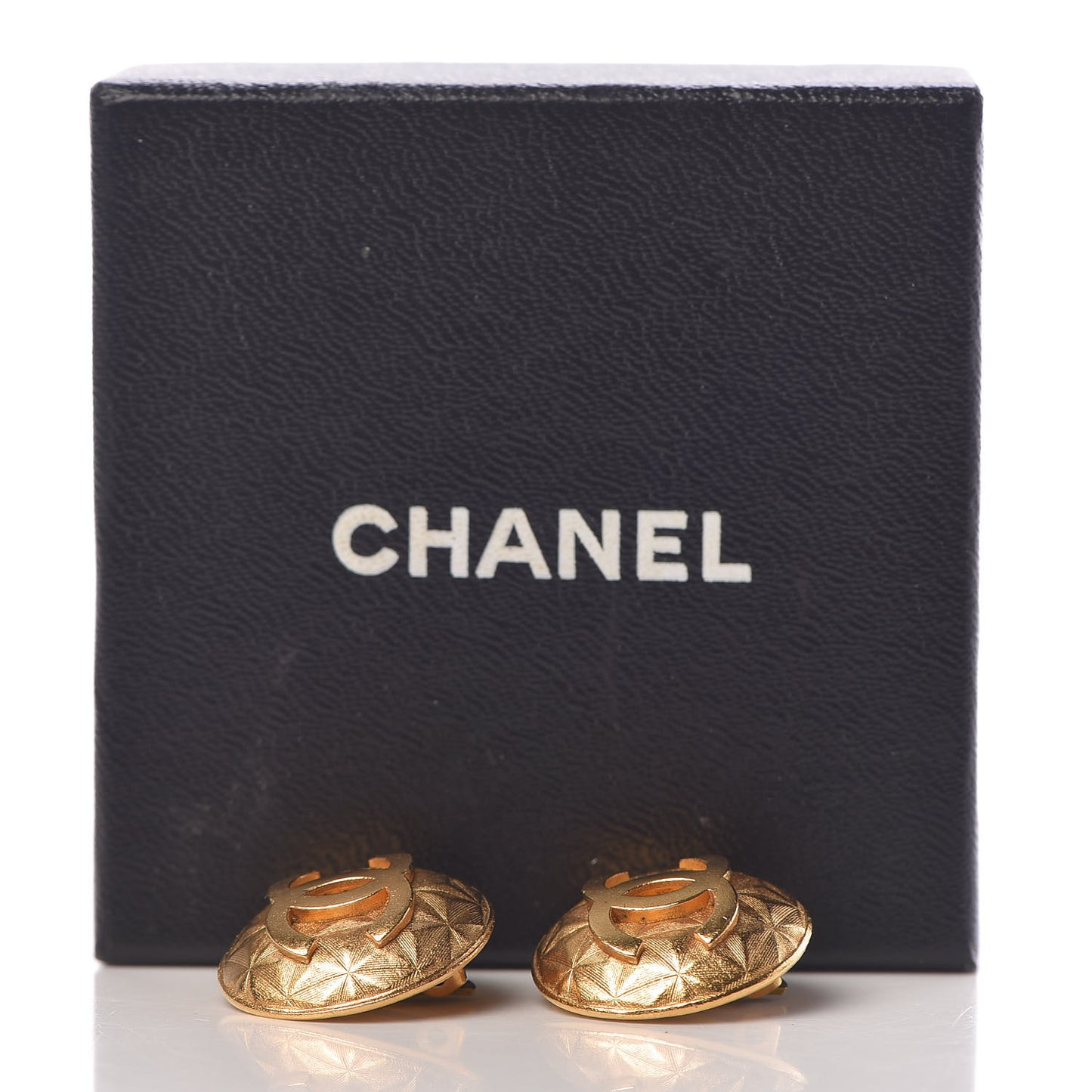 CC Button Clip On Earrings Gold