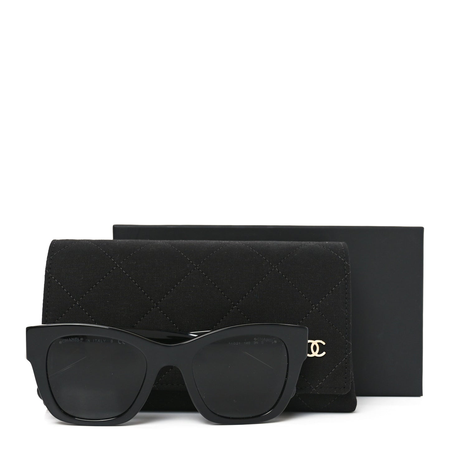 Acetate Square CC Heart Sunglasses 5478 Black