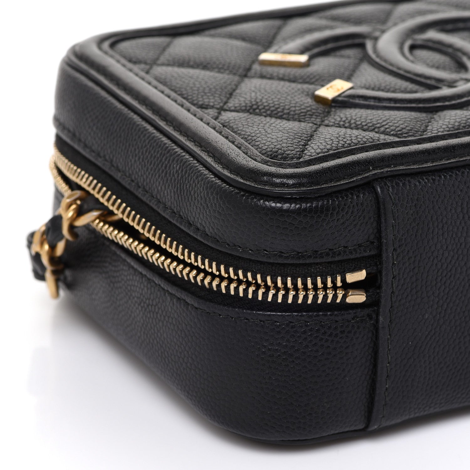 Chanel Caviar Quilted CC Filigree Vanity Clutch With Chain Black 9 of 11