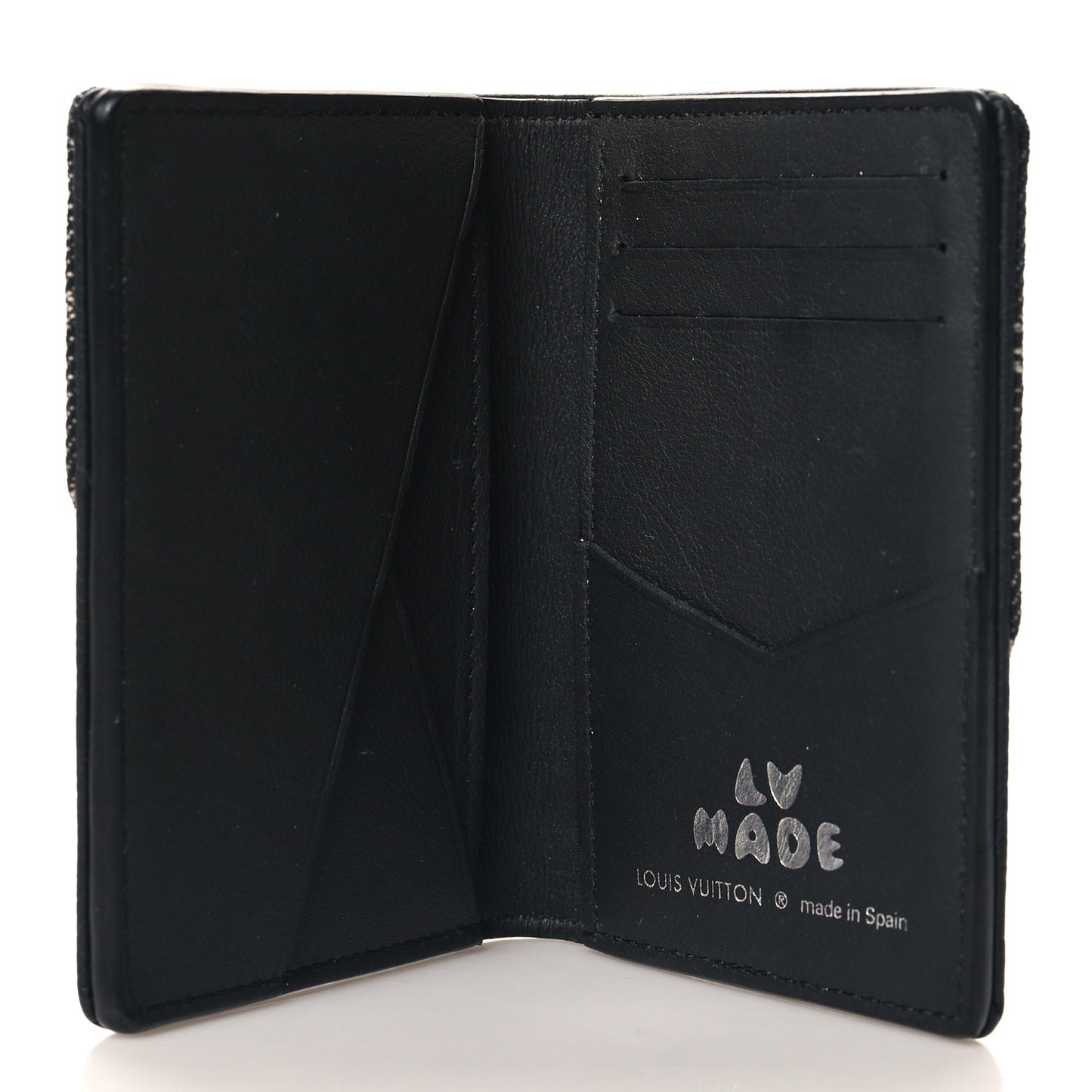 X NIGO Taurillon Monogram Denim Drip Pocket Organizer Black