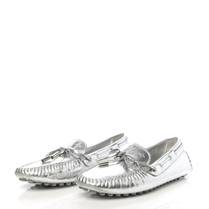Louis Vuitton Calfskin Monogram Gloria Loafers 37.5 Silver 3 of 10