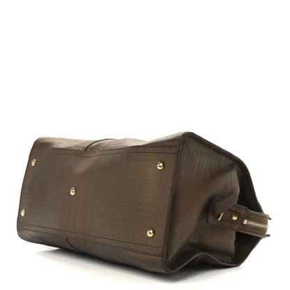Saint Laurent Lizard Calfskin Embossed Medium Cabas ChYc Brown 8 of 11