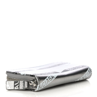 Balenciaga Metallic Calfskin Losange Monogram Everyday Zip Around Card Case Silver Black White 4 of 14