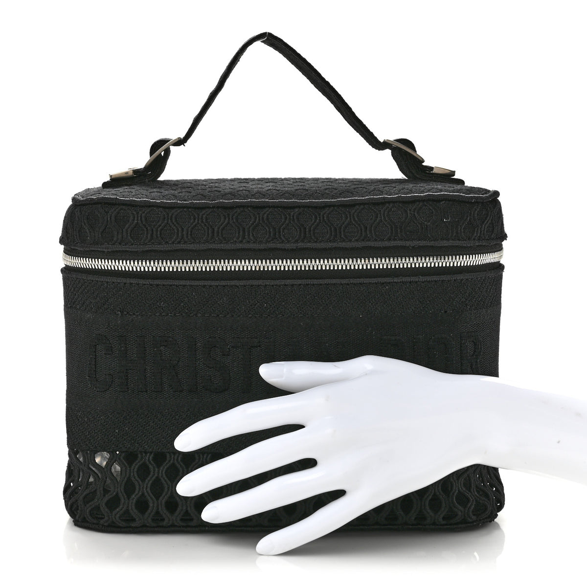 Christian Dior Mesh Embroidered Diortravel Vanity Case Black 2 of 10