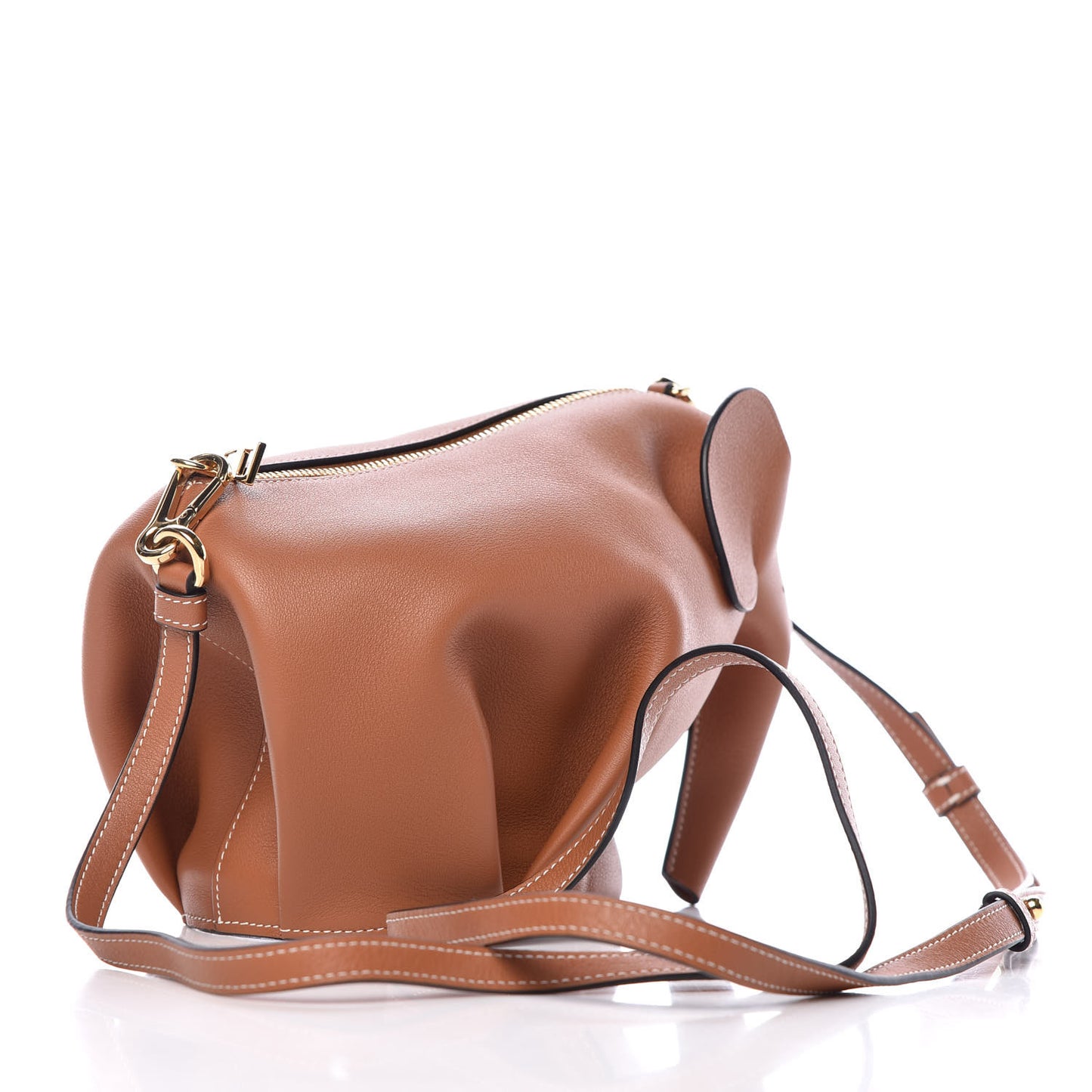 Calfskin Mini Elephant Crossbody Bag Tan