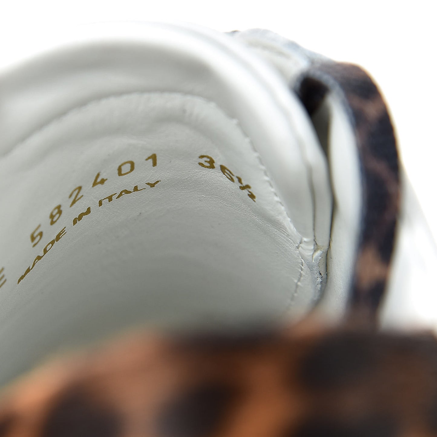 Calfskin Leopard Print Andy Low Top Sneakers 36.5 White