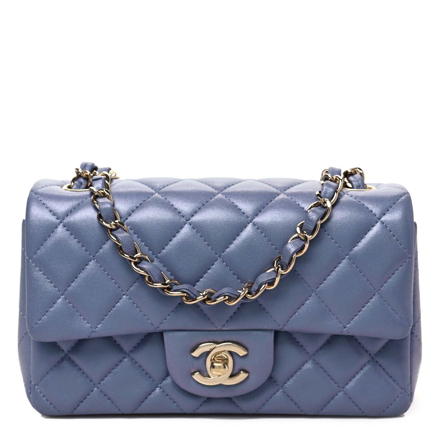 Chanel Iridescent Lambskin Quilted Mini Rectangular Flap Light Purple 1 of 7