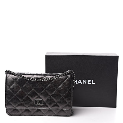 Chanel Metallic Calfskin Reissue Wallet On Chain WOC Black 12 of 12