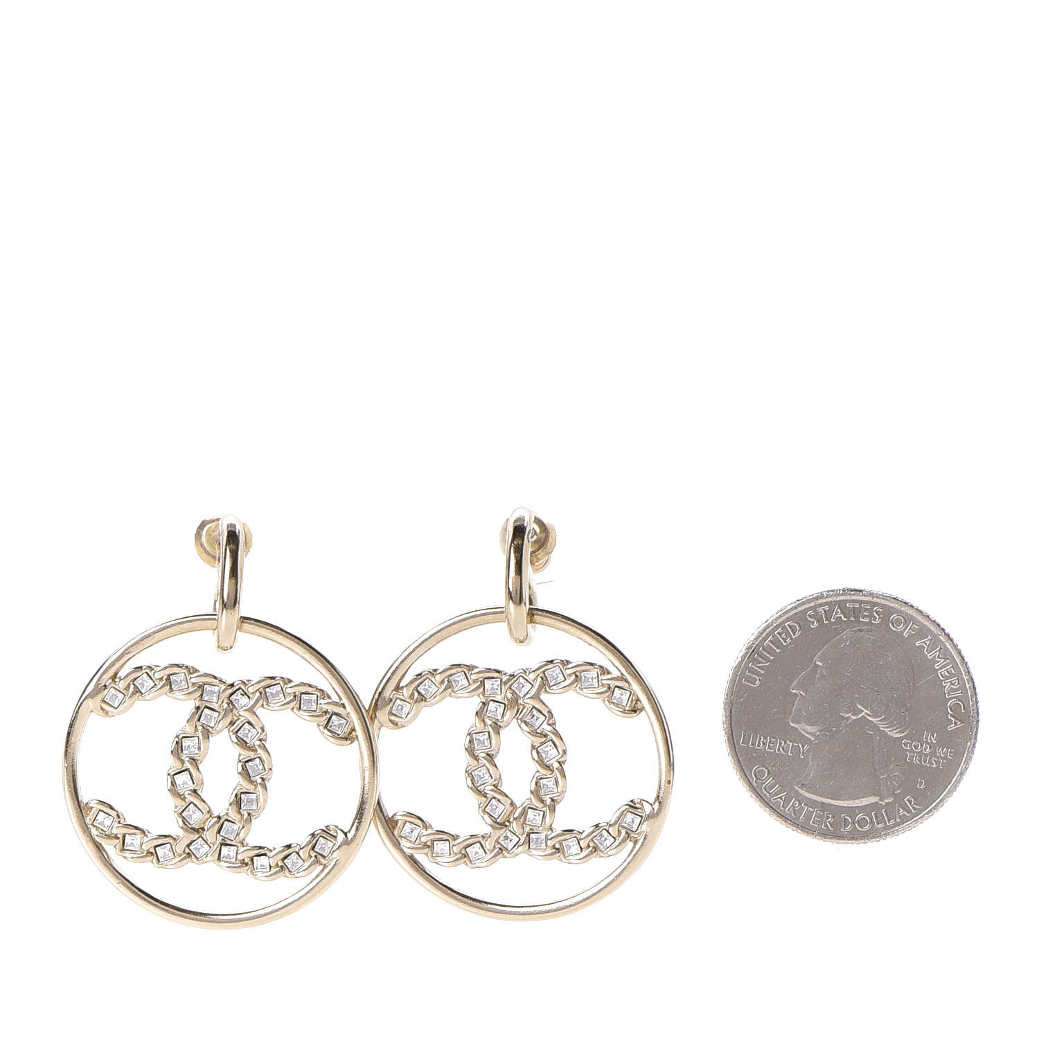 Chanel Baguette Crystal High Society CC Drop Earrings Gold 2 of 3