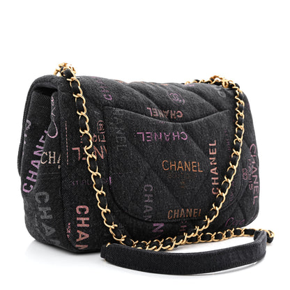 Chanel Denim Quilted Denim Mood Large Flap Black Multicolor 3 of 10